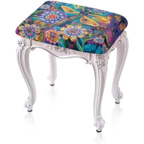 Floral Stool Covers Rectangular Moon Removeable Saddle Stool Slipcover Bar Stool Covers Square 2 Pack Cushion Washable Non-Slip Makeup Stool Cover