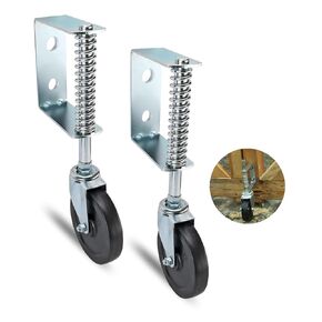 3'' 2Pack Gate Wheels Gate Caster Spring Loaded for Metal Tube Swing Gate, Heavy Duty Outdoor Rolling Fence Gate Support Wheel Rollers Kit for Wooden Gate（3'' -2Pack）