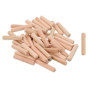 uxcell 120Pcs 1/4"x2" (6mmx50mm) Wooden Dowel Pins, Fluted Wood Beveled Ends Tapered Dowel Hardwood Pegs, Fluted Wood Dowels Rods for Furniture, Crafts, DIY