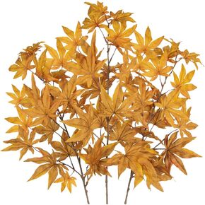 DILATATA 30 inch Artificial Maple Leaves Branch Fake Maple Shrubs Faux Fall Branches for Home Floral Arrangement Autumn Festival Thanksgiving Fall Leaf Decor-3 Pack