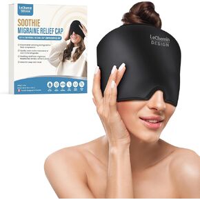 Migraine Relief Cap Ice & Heat Pack for Head and Face, 2024 Upgraded Reusable Gel Ice Pack for Headache Relief, Cold Therapy and Heat Therapy Hat and Sleep Mask for Tension, Puffy Eyes, Sinus and