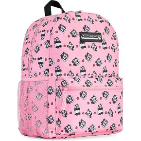 Minecraft Kids School Backpack with Zipped Front Pocket for Sports, Gym, Travel - Gamer Gifts (Blue)