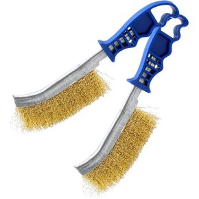 Wire Brush Scratch Brushes 2pcs Grill Brush Barbecue Stainless Steel Brush/Wire Bristles for Rust Removal Heavy Duty Brass Brush Tool for Automotive,Grill,Paint,Welding Slag,Cooking Grates
