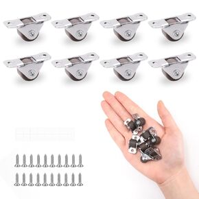 8Pcs 1/2 Inch Mini Caster Wheels, Swivel Casters Set of 4, Rolling Wheels with Steel for Small Appliances, Furniture