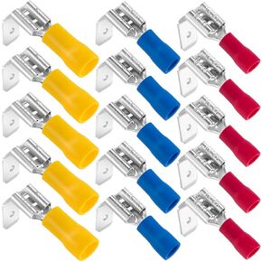 ANCIRS 15pcs Semi-Insulated Piggyback Spade Connectors, Quick Disconnect Piggyback Spade Assortment Kit, Female/Male Cable Crimp Terminals, 22-10 AWG