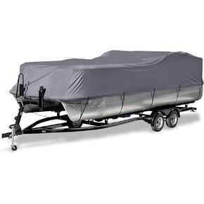 غطاء قارب عائم قابل للمقطورة، غطاء قارب مقاوم للأشعة فوق البنفسجية مقاوم للماء شديد التحمل 600D للقارب العائم وقارب سطح السفينة، يناسب طوله من 17 إلى 20 قدمًا، وعرض الشعاع يصل إلى 102 بوصة، رمادي in Kuwait
