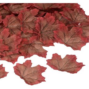 PATIKIL Artificial Leaves, 300 Pcs Fall Maple Autumn Fake Leaf for Wedding Party Thanksgiving Halloween Decoration, Coffee Yellow