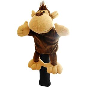 SM SunniMix Soft Plush Golf Club Driver Headcover, Cute Animal Golf Wood Headcovers, Women Men Golfer Gift & Golf Bag Accessories - Monkey