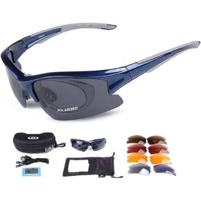 Rungear Polarized Sports Sunglasses with 5 Lenses Tr90 Glasses for Men Cycling