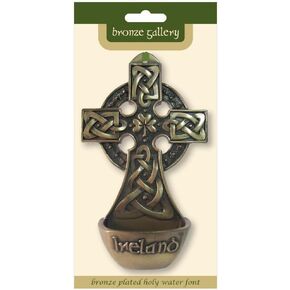 Royal Tara Bronze Plated Holy Water Font, Measuring 15.5cm in height by 9cm in width