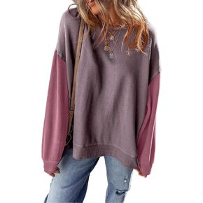 SHEWIN Sweatshirt for Women Casual Long Sleeve Crewneck Lightweight Pullover Tops Loose Sweatshirts