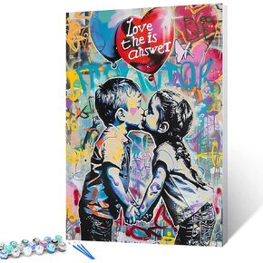 Tucocoo DIY Paint by Number for Adults, Classic Graffiti Colorful Oil Painting Kits on Canvas with Brushes and Acrylic Pigment Abstract Beautiful Girl Picture for Home Decor 16x20inch (Frameless)