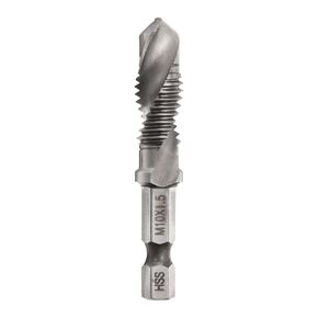uxcell Combination Drill and Tap Bit, Metric M10 x 1.5 Thread 1/4" Hex Shank, Threading Screw Taps Spiral Flute Machine Drilling Tapping Tool, High Speed Steel (HSS) 6542