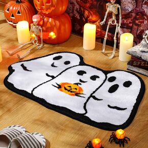 Timgle Halloween Bathroom Rug Ghost Shaped Bath Mat Non Slip for Gothic Bathroom Decor Goth Funny Rug Foot Mat Front Door Mat Carpet for Shower Bedroom Kitchen