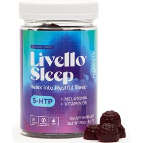 Livello Sleep Wild Berry Gummies - 60 Servings Natural Sleep Aid with 5-HTP, Melatonin, and Vitamin B6 for Peaceful Night, Vegan & Gluten-Free