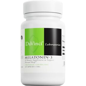 DaVinci Labs Melatonin-3 - Sleep Supplement & Antioxidant & Immunity Support with 3 mg Melatonin* - Vegetarian - Gluten Free - 60 Capsules