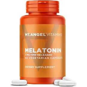 Mt. Angel Vitamins - Melatonin, 3MG Time Released (60 Vegetarian Capsules)