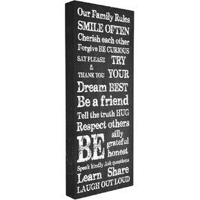 Stupell Industries Our Family Rules Learn Share Laugh Out Loud Canvas Wall Art, 10x24, Multicolor