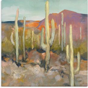Stupell Industries Cactus Desert Landscape Soft Southwestern Plant Painting Canvas Wall Art, 24x24, Yellow
