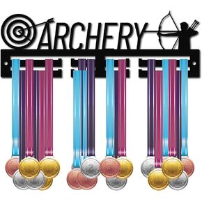 CREATCABIN Acrylic Medal Holder Archery Medal Hanger Display Bow and Arrow Medal Hooks Sports Stand Wall Mount Hanger Hanging for Home Badge 2 Lines Athletes Medalist Running Gymnastics Over 20 Medals