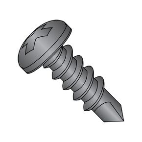 Small Parts 0820KPPB Steel Self-Drilling Screw, Black Oxide Finish, Pan Head, Phillips Drive, #2 Drill Point, #8-18 Thread Size, 1-1/4" Length (Pack of 100)
