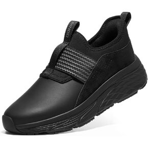 NINGO Non Slip Work Shoes for Men, Water & Oil Resistant Mens Slip on Sneakers, Comfortable and Convenient Slip Resistant Work Shoes for Men with Removable Insole, for Kitchen, Chef, Restaurant
