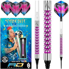 RED DRAGON Peter Wright Snakebite Vyper 18g or 20g Softip Tungsten Darts with Flights & Stems