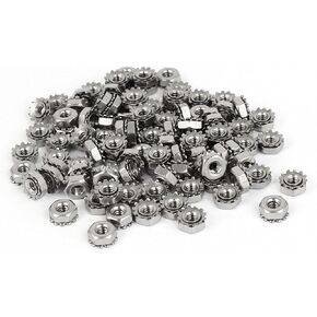 uxcell a16062700ux0799 Kep Nut 4#-40 304 Stainless Steel Female Thread Kep Hex Head Lock Nut 100Pcs