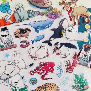 Gel Window Clings for Toddlers - Animals Gel Window Clings for Kids, Reusable Removable Vinyl Thick Window Stickers for Glass Window, Cute Arctic & Antarctic Polar Ocean Winter Clings, 29 PCS