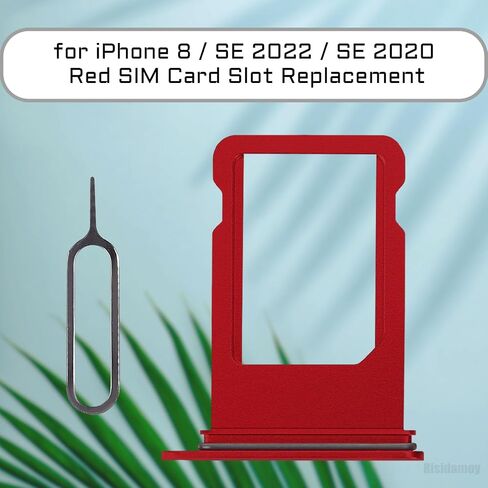 5 Color SIM Card Tray Holder Slot Replacement for iPhone 8 (Red/Gold/Space Gray/Silver/Black) for iPhone SE 2020 2nd Gen with Waterproof Rubber Seal Ring and Eject Pin (Single Sim Version) in Saudi Arabia