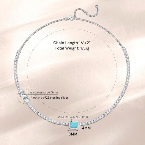 FANCIME Mothers Day Gifts for Women S925 Sterling Silver Tennis Necklace Birthday Gifts for Mom Women, 16"+2" Inches in Kuwait