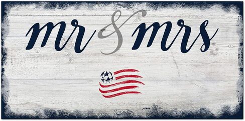 علامة Mr & Mrs من Fan Creations MLS New England Revolution للجنسين New England Revolution Script، لون الفريق، 6 × 12 in Saudi Arabia