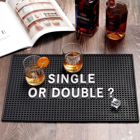 حصيرة بار سوداء لديكورات كهف بار المنزل - مقاس 17.5 بوصة × 11.8 بوصة، حصيرة انسكابات خدمة مطاطية شديدة التحمل، حصيرة بالتنقيط لسطح الطاولة - هدية رائعة لعيد الأب والابن والزوج in Kuwait