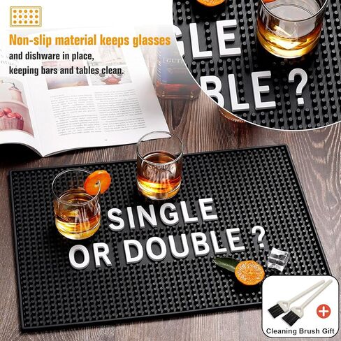 حصيرة بار سوداء لديكورات كهف بار المنزل - مقاس 17.5 بوصة × 11.8 بوصة، حصيرة انسكابات خدمة مطاطية شديدة التحمل، حصيرة بالتنقيط لسطح الطاولة - هدية رائعة لعيد الأب والابن والزوج in Kuwait