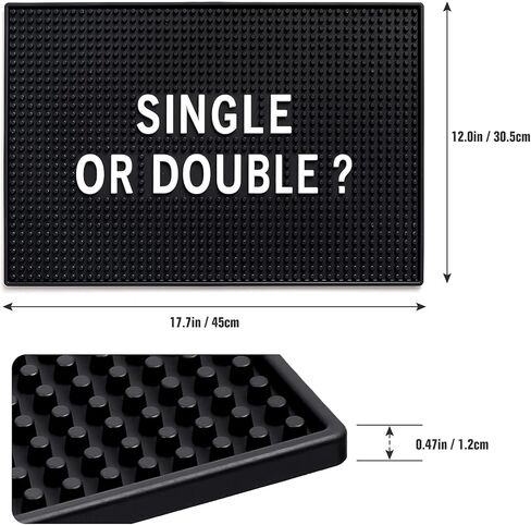 حصيرة بار سوداء لديكورات كهف بار المنزل - مقاس 17.5 بوصة × 11.8 بوصة، حصيرة انسكابات خدمة مطاطية شديدة التحمل، حصيرة بالتنقيط لسطح الطاولة - هدية رائعة لعيد الأب والابن والزوج in Kuwait