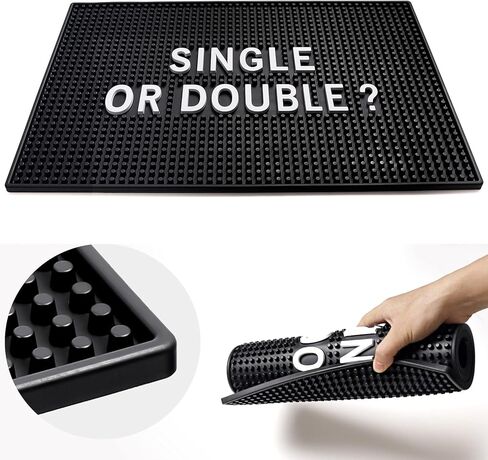 حصيرة بار سوداء لديكورات كهف بار المنزل - مقاس 17.5 بوصة × 11.8 بوصة، حصيرة انسكابات خدمة مطاطية شديدة التحمل، حصيرة بالتنقيط لسطح الطاولة - هدية رائعة لعيد الأب والابن والزوج in Kuwait