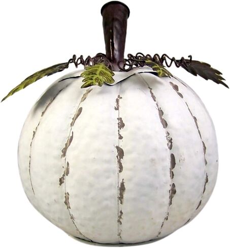 Wowser Large Rustic White Painted Hammered Tin Decorative Pumpkin, 13 Inches in Saudi Arabia