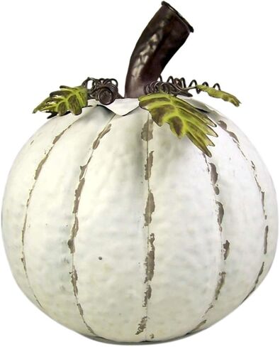 Wowser Large Rustic White Painted Hammered Tin Decorative Pumpkin, 13 Inches in Saudi Arabia