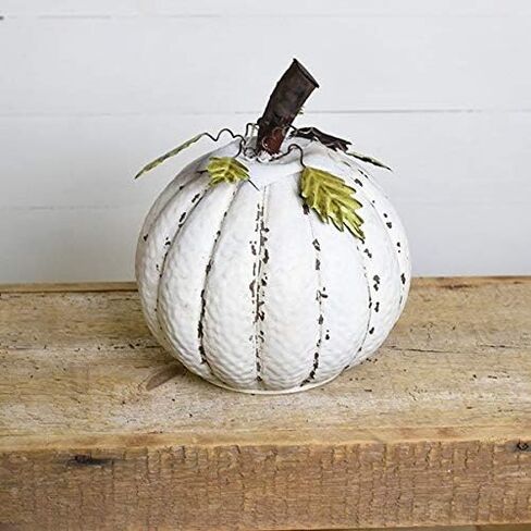 Wowser Large Rustic White Painted Hammered Tin Decorative Pumpkin, 13 Inches in Saudi Arabia