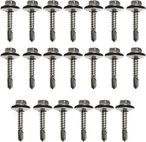 RLECS 20pcs Metal Roofing Screws #10 x 1 Inch M4.8x25 Outer Hexagon Self-Drilling Screw for Corrugated Roofing in Saudi Arabia