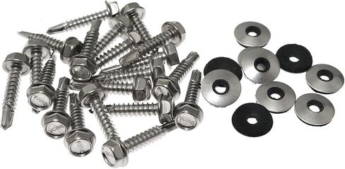 RLECS 20pcs Metal Roofing Screws #10 x 1 Inch M4.8x25 Outer Hexagon Self-Drilling Screw for Corrugated Roofing in Saudi Arabia