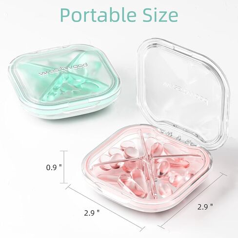 صندوق حبوب صغير، حقيبة حبوب لطيفة لجيب المحفظة، منظم حبوب السفر، حامل حبوب منع الحمل اليومي للأدوية والفيتامينات وزيت السمك والمكملات الغذائية (أخضر) in Saudi Arabia
