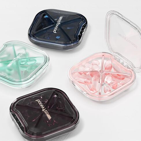 صندوق حبوب صغير، حقيبة حبوب لطيفة لجيب المحفظة، منظم حبوب السفر، حامل حبوب منع الحمل اليومي للأدوية والفيتامينات وزيت السمك والمكملات الغذائية (أخضر) in Kuwait