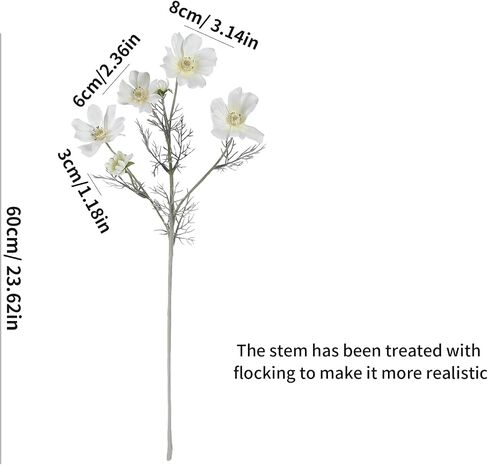 4Pcs White Fake Flowers Cosmos Artificial Flowers Plants Silk Flower Arrangements Wedding Decorations Plastic Table Centerpieces for Home Kitchen Garden Party Decor in Saudi Arabia