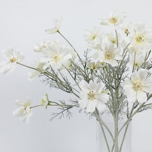 4Pcs White Fake Flowers Cosmos Artificial Flowers Plants Silk Flower Arrangements Wedding Decorations Plastic Table Centerpieces for Home Kitchen Garden Party Decor in Saudi Arabia