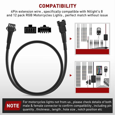 Nilight - TL-35 12 قطعة مجموعة إضاءة LED للدراجة النارية RGB مقاومة للماء متعددة الألوان مع وحدات تحكم عن بعد لاسلكية RF مزدوجة لهارلي ديفيدسون هوندا كاواساكي سوزوكي، ضمان لمدة عامين in Saudi Arabia
