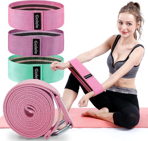 Resistance Bands for Working Out, Non Slip Thick Squat Exercise Bands for Yoga, Pilates, Rehab, Fitness 3 Booty Bands 1 Long Resistant Band for Women Men Gym Hip Thigh Glute Bands Set in Saudi Arabia