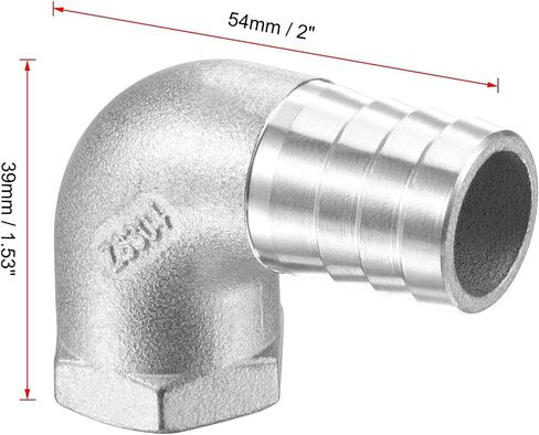 uxcell 304 Stainless Steel Hose Barb Fitting Elbow, 15mm Barbed x 1/2" NPT Female Pipe Connector Adapter for Water Fuel Air in Saudi Arabia