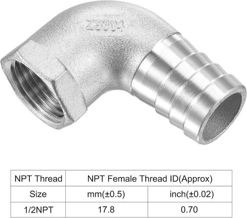 uxcell 304 Stainless Steel Hose Barb Fitting Elbow, 15mm Barbed x 1/2" NPT Female Pipe Connector Adapter for Water Fuel Air in Saudi Arabia