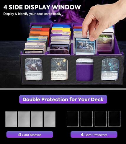 Moko Card Storage Box - 3000+ MTG Deck Box, 24 Colorful Dividers, Commander Card Deck Case, Fits Magic, Yugioh - Black Purple in Saudi Arabia